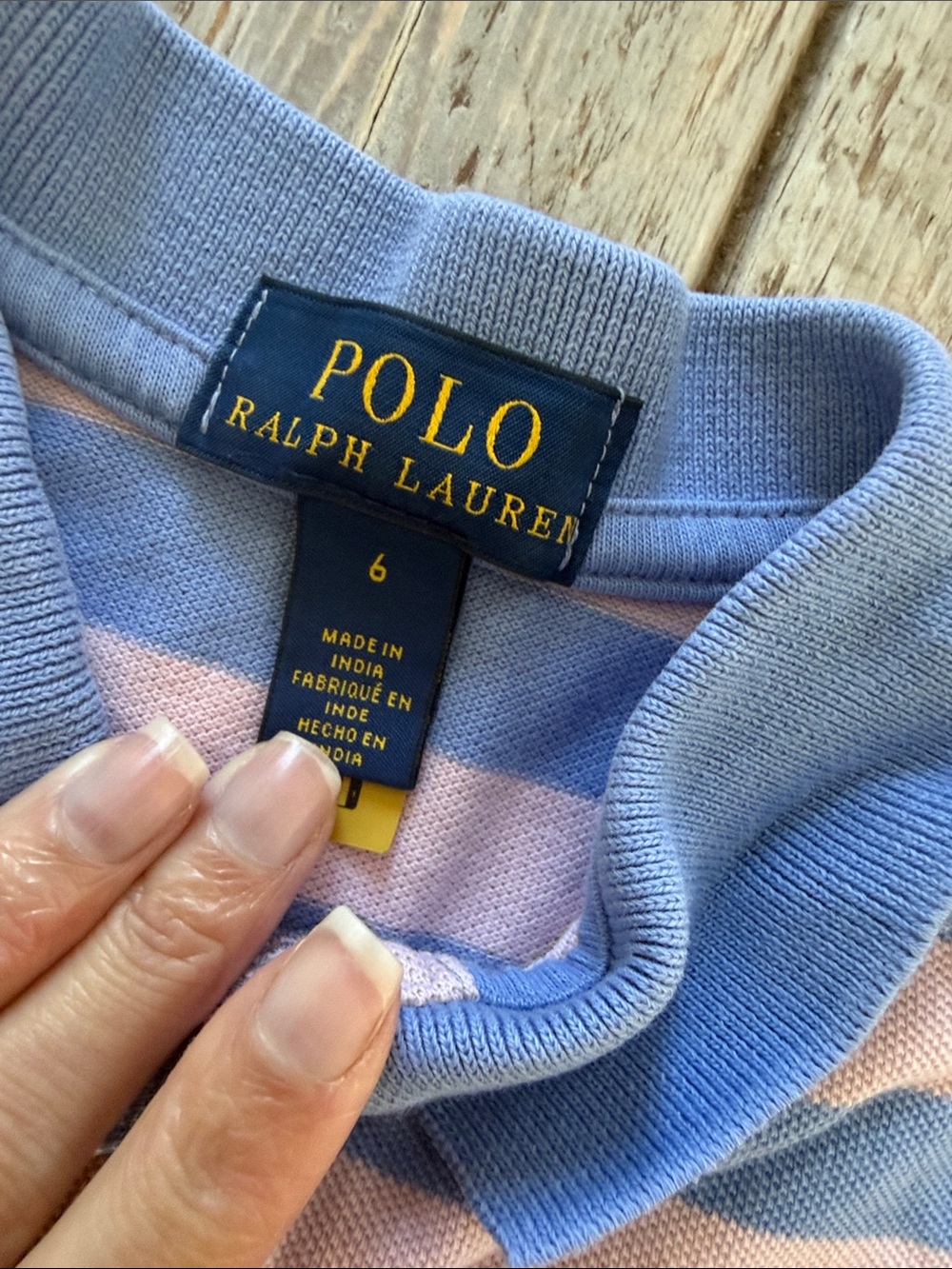 Polo by Ralph Lauren Kids Blue & Pink Striped Polo, size 6 - Picture 2 of 4